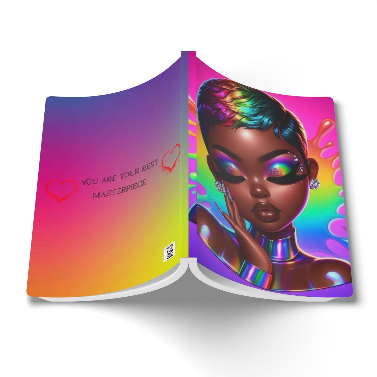 Vibrant Softcover Journal – You Are Your Best Masterpiece, Inspirational Stationery, Rainbow Art Journal, Unique Gift Ideas, Self-Care