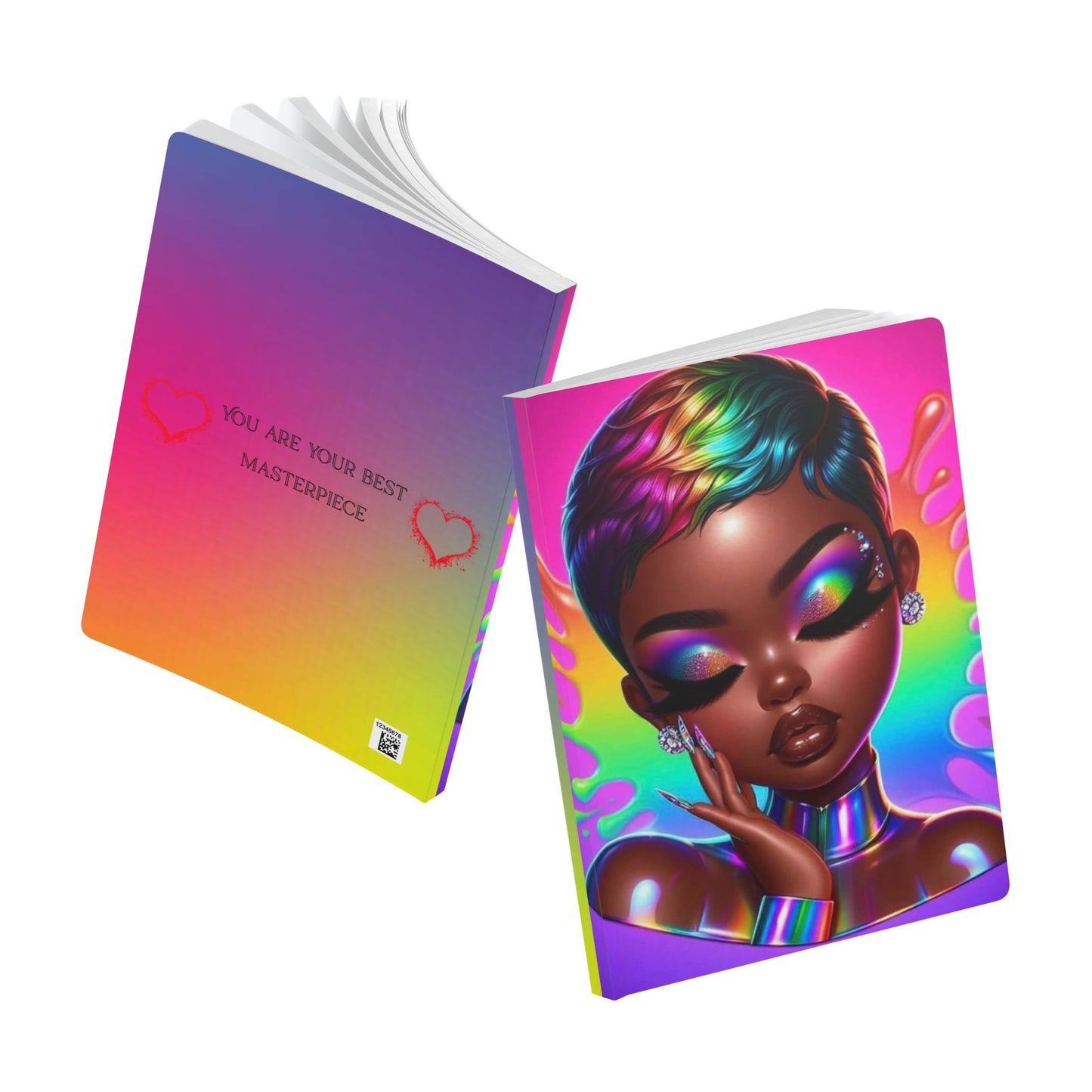 Vibrant Softcover Journal – You Are Your Best Masterpiece, Inspirational Stationery, Rainbow Art Journal, Unique Gift Ideas, Self-Care