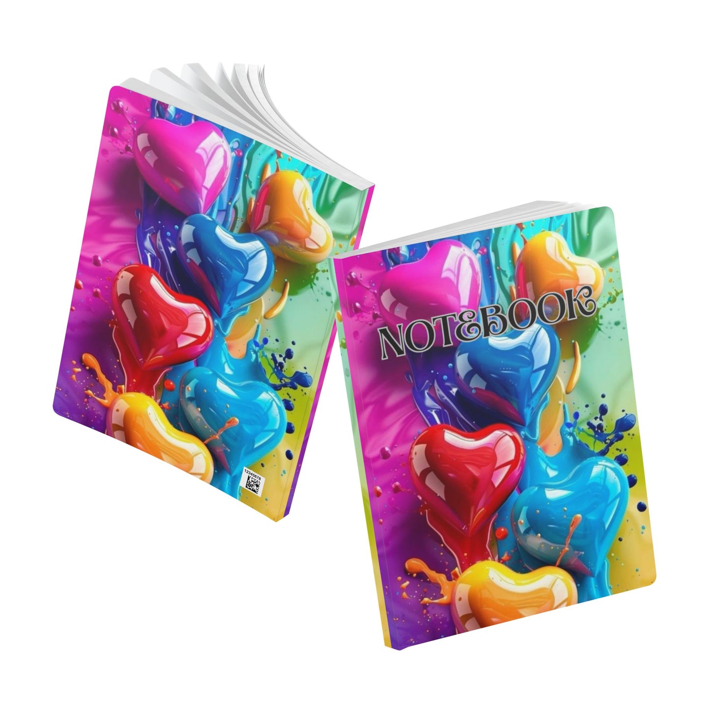 Vibrant Heart-Themed Softcover Journal, Colorful Notebook, Art Journal, Gift for Creatives, Love & Friendship Notes, Creative Writing Diary