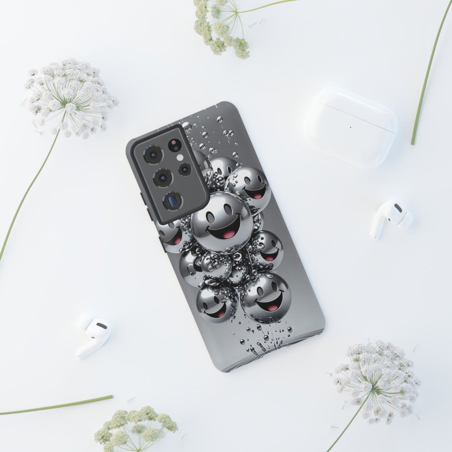 Cheerful Phone Case with Smiley Faces, Tough and Fun Case for You, Gift for Friends, Unique Smartphone Cover, Bubble Design | Samsung Case