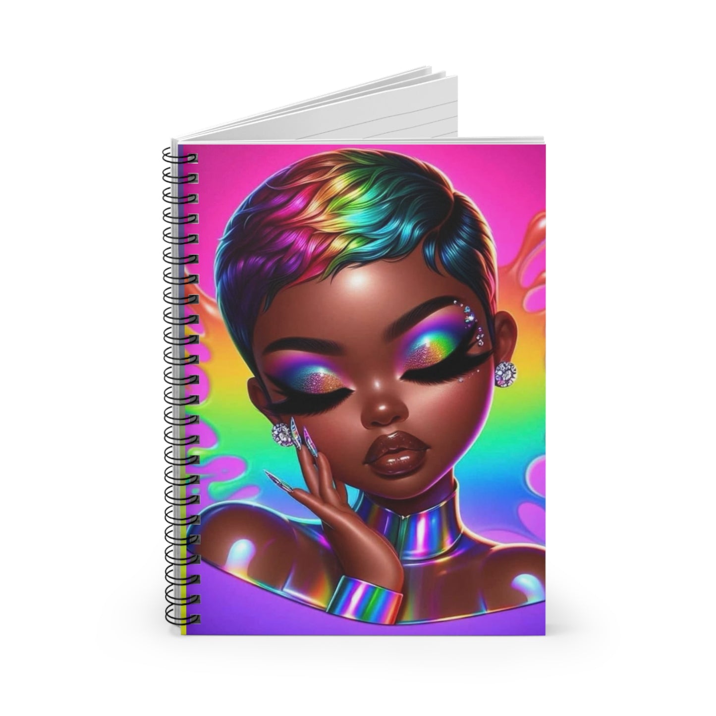 Rainbow Vibe Spiral Notebook, Colorful Art Journal, Aesthetic Stationery, Gift for Artists, Cute Diary