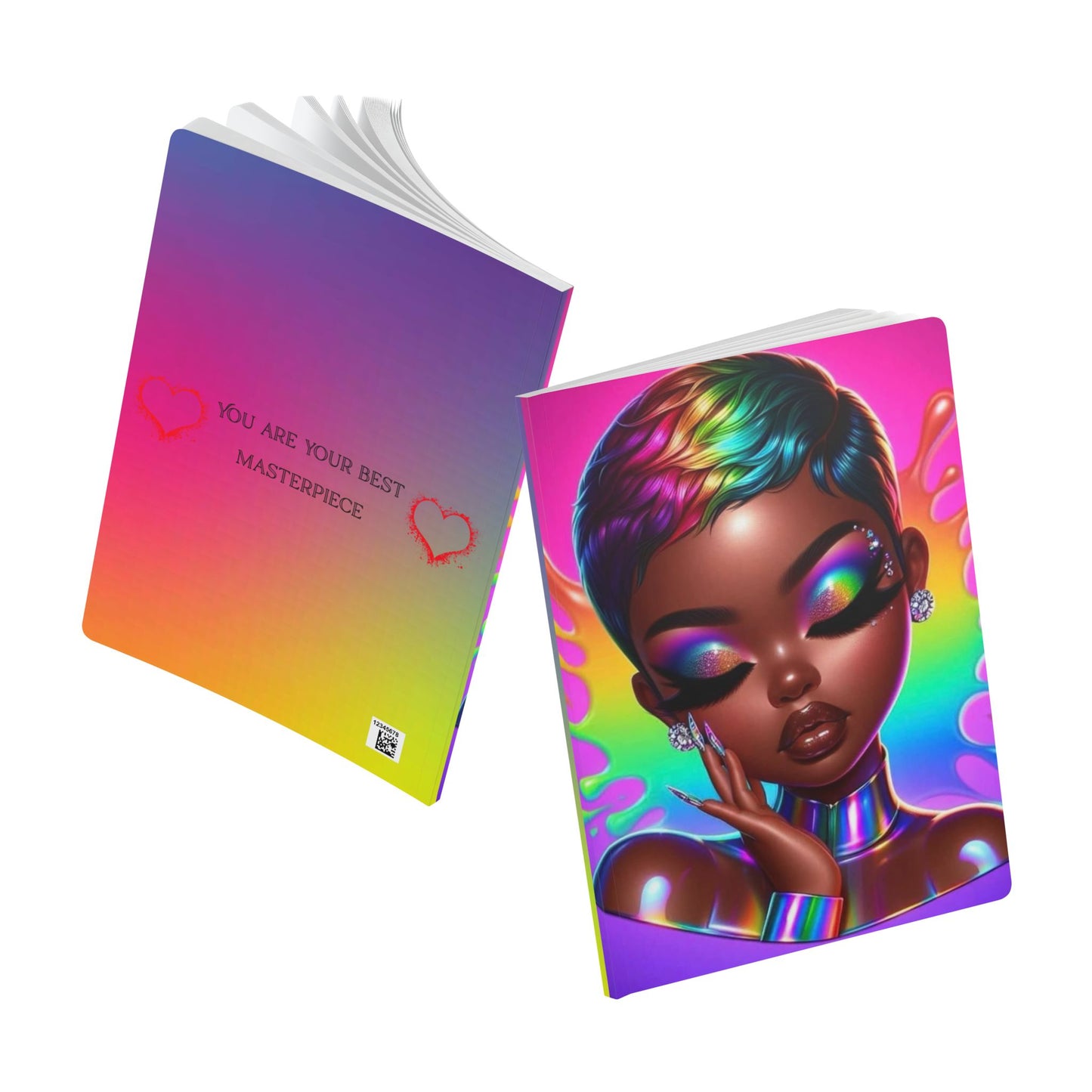 Vibrant Softcover Journal – You Are Your Best Masterpiece, Inspirational Stationery, Rainbow Art Journal, Unique Gift Ideas, Self-Care