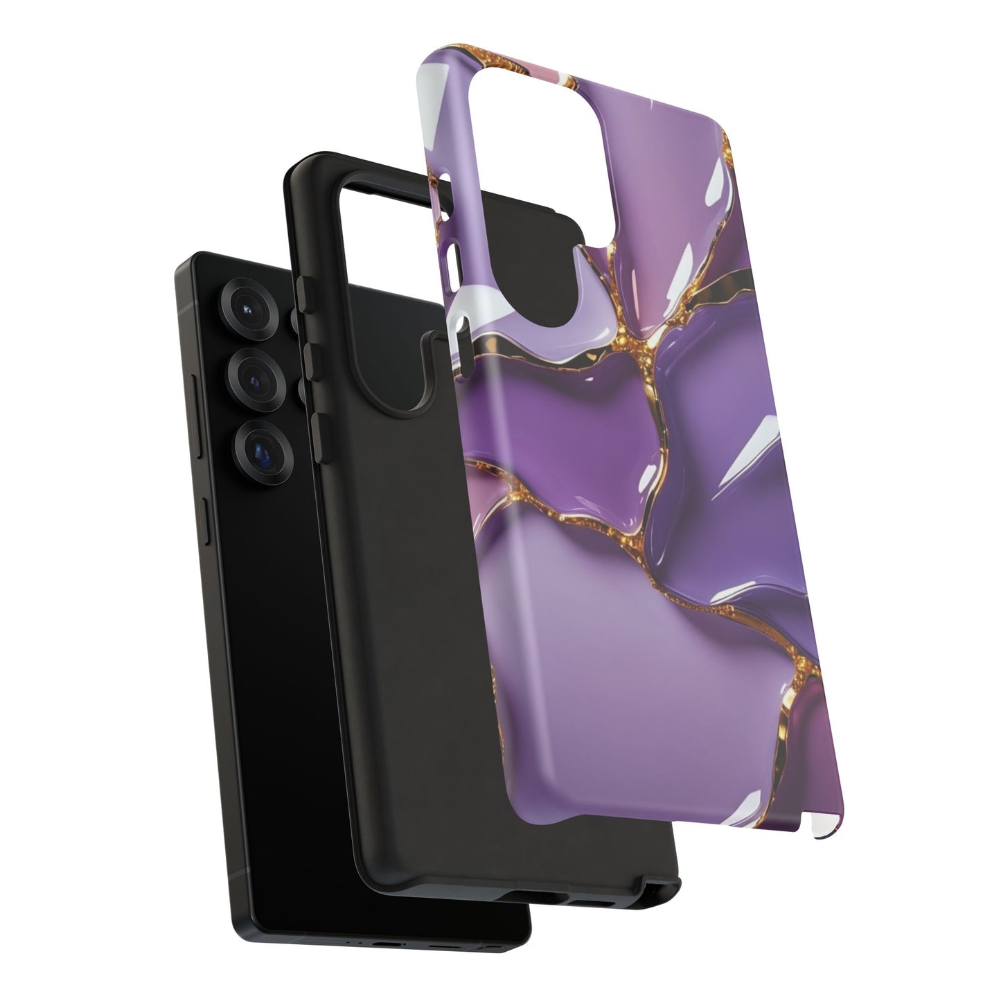 Elegant Phone Case with Purple Marble Design, Tough Phone Cover, Chic Mobile Accessory, Unique Gift for Her, Stylish Phone Protector - Samsung case