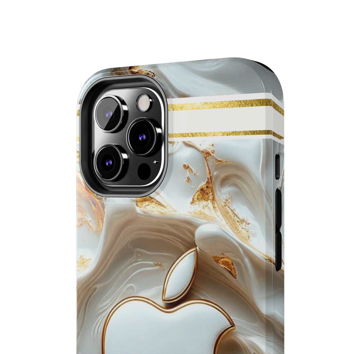 Elegant Gold & White Tough Phone Cases, Stylish Phone Protection, Gift for Apple Lovers, Tech Accessories, Trendy Phone Cover | Iphone Case