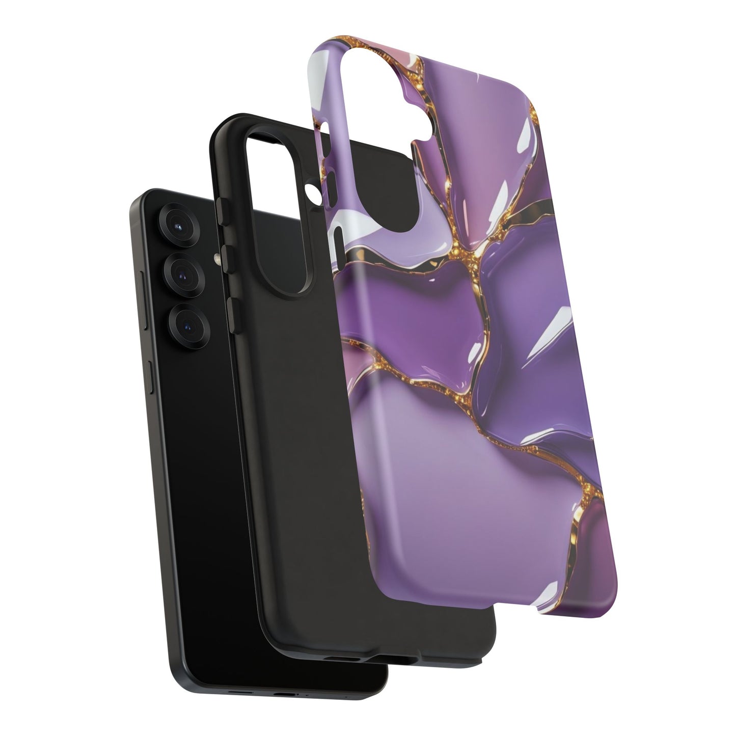 Elegant Phone Case with Purple Marble Design, Tough Phone Cover, Chic Mobile Accessory, Unique Gift for Her, Stylish Phone Protector - Samsung case