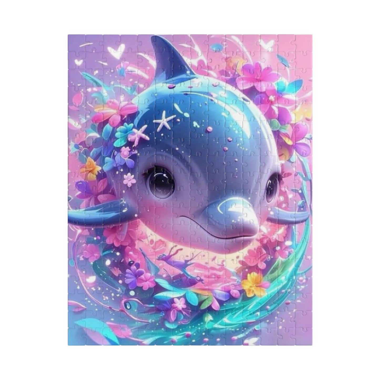 Dolphin Floral Puzzle, Jigsaw Fun, Relaxing Activity, Ideal Gift for Kids and Adults, Perfect for Family Time and Gatherings
