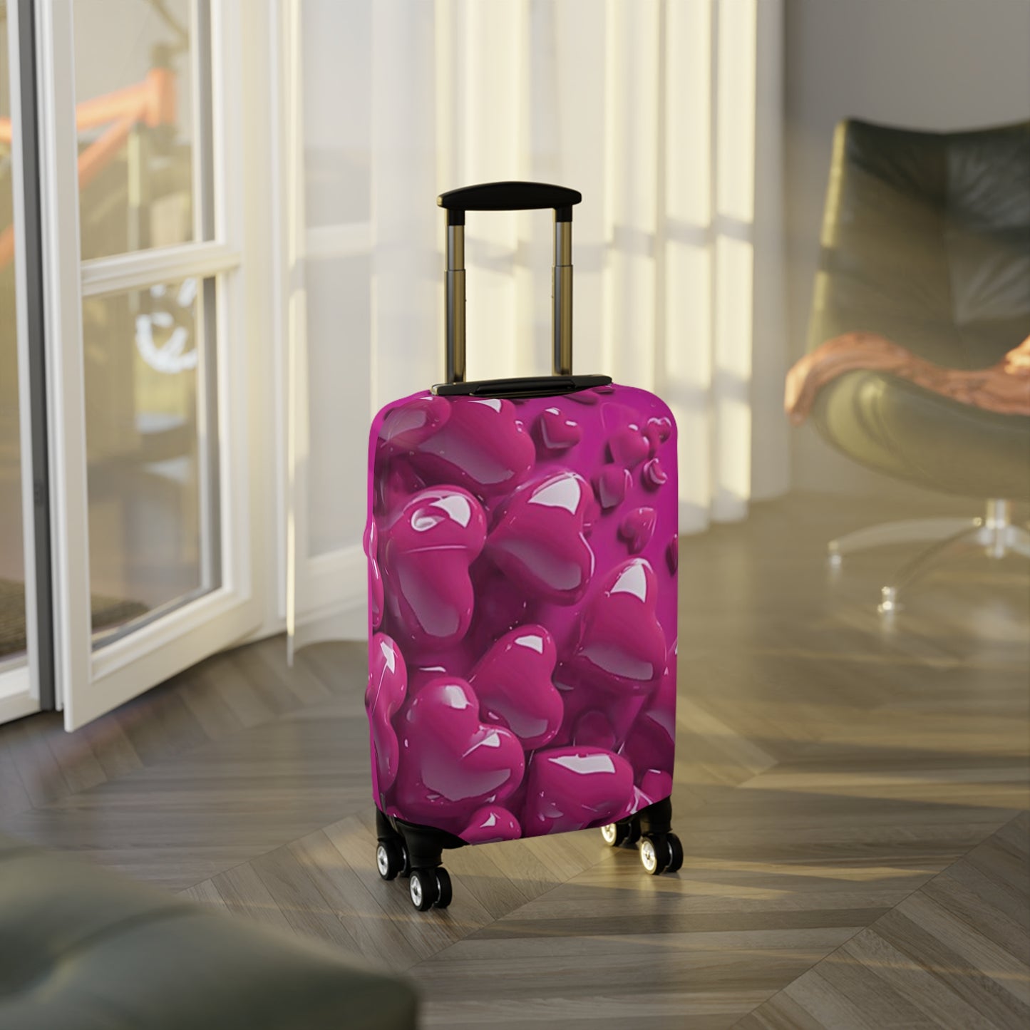 Vibrant Heart Luggage Cover - Stylish Travel Accessory, Personalized Suitcase Protector, Gift for Travelers, Flexible Fit, Airport Style