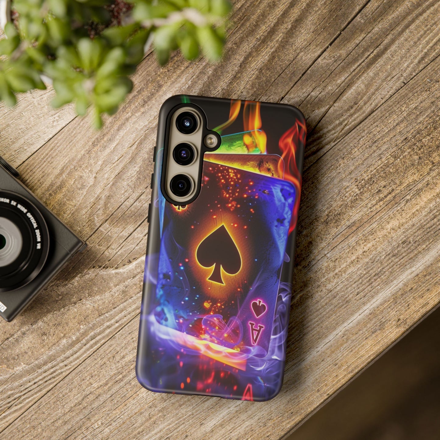 Vibrant Phone Case with Ace of Spades Design, Tough Phone Cover, Colorful Gift for Gamer| Samsung Case