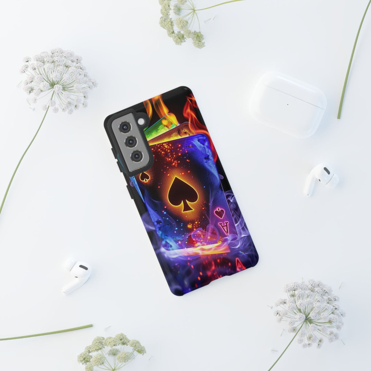 Vibrant Phone Case with Ace of Spades Design, Tough Phone Cover, Colorful Gift for Gamer| Samsung Case