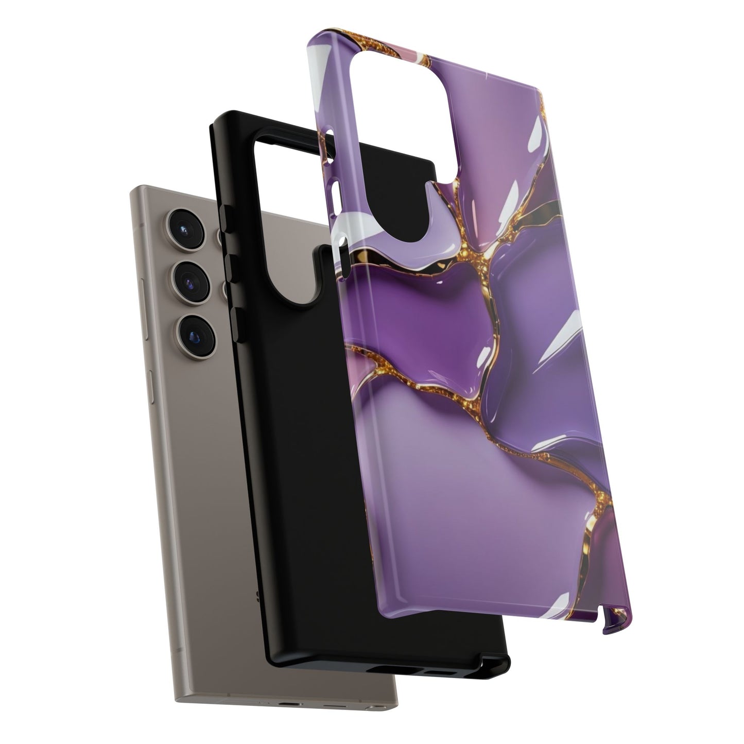 Elegant Phone Case with Purple Marble Design, Tough Phone Cover, Chic Mobile Accessory, Unique Gift for Her, Stylish Phone Protector - Samsung case