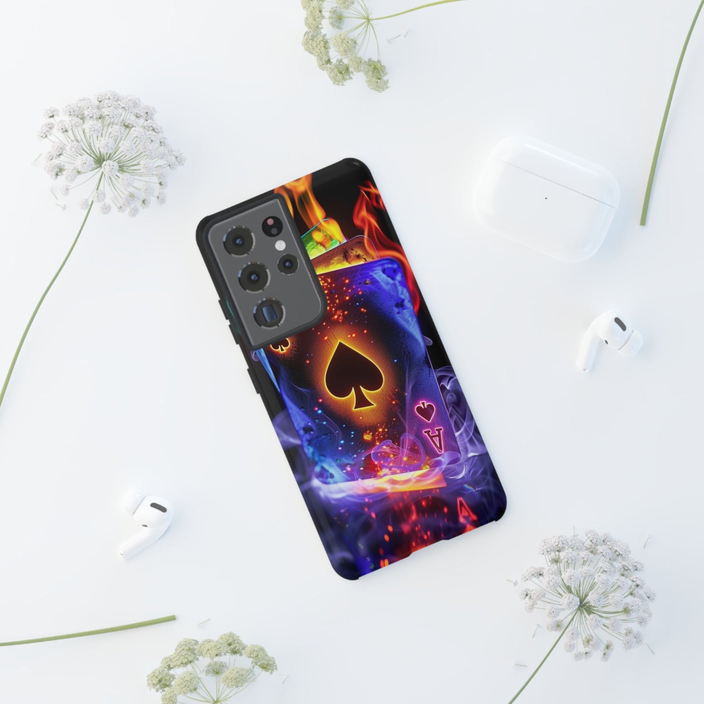 Vibrant Phone Case with Ace of Spades Design, Tough Phone Cover, Colorful Gift for Gamer| Samsung Case