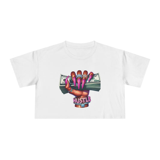 Hustle Graphic Women's Crop Tee, Trendy T-Shirt, Relaxed Top, Empowering Apparel, Summer Fashion, Motivational Wear