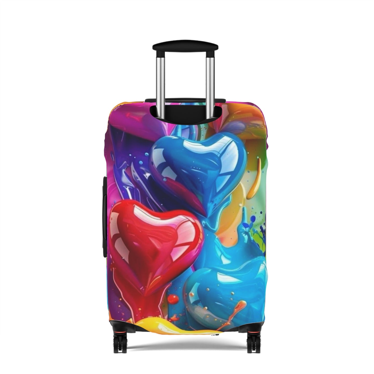 Colorful Heart Luggage Cover - Travel Accessory, Gift for Travelers, Valentine's Day, Fun Travel Gear, Suitcase Protector