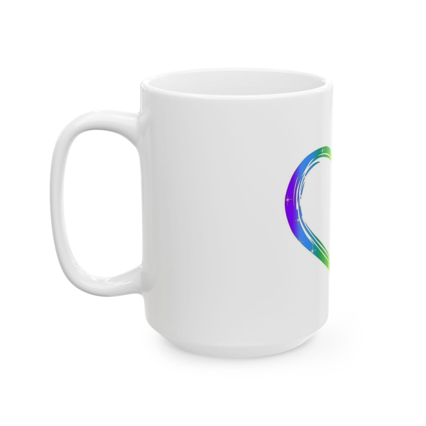 Colorful Heart Handprint Ceramic Mug
