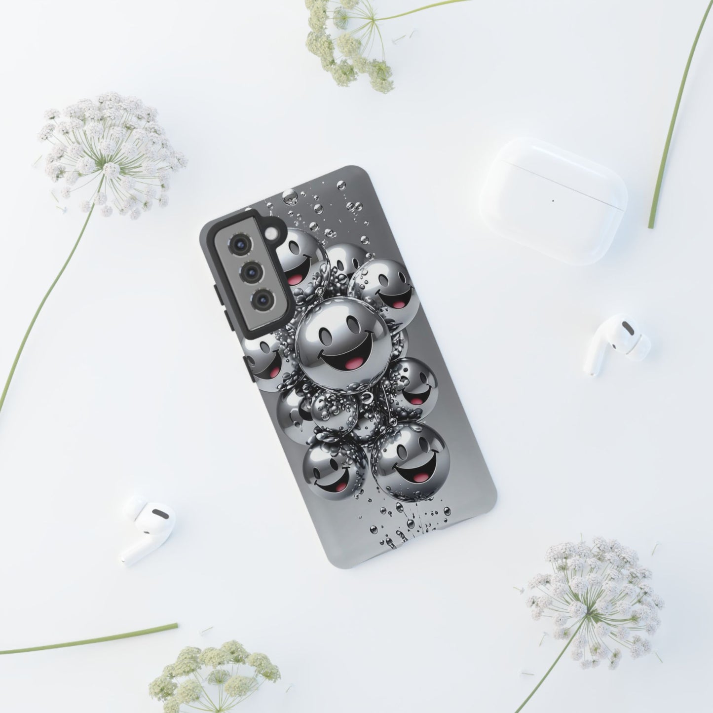 Cheerful Phone Case with Smiley Faces, Tough and Fun Case for You, Gift for Friends, Unique Smartphone Cover, Bubble Design | Samsung Case