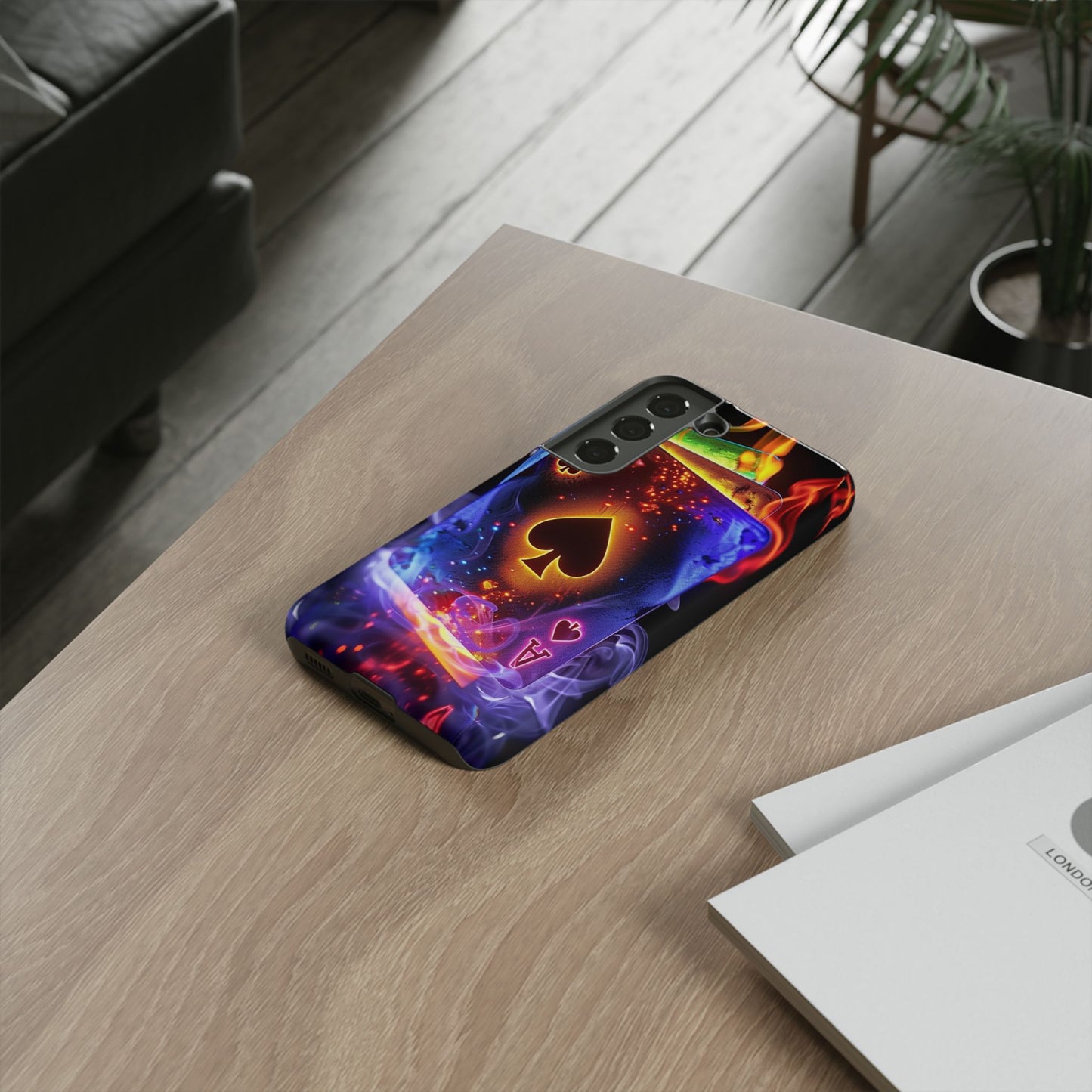 Vibrant Phone Case with Ace of Spades Design, Tough Phone Cover, Colorful Gift for Gamer| Samsung Case