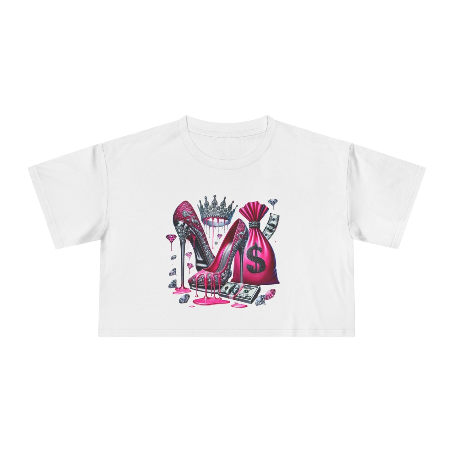 Chic Women's Crop Tee with Stylish Shoe and Money Design, Trendy Casual Top, Perfect Gift for Fashion Lovers, Birthday or Party [...]