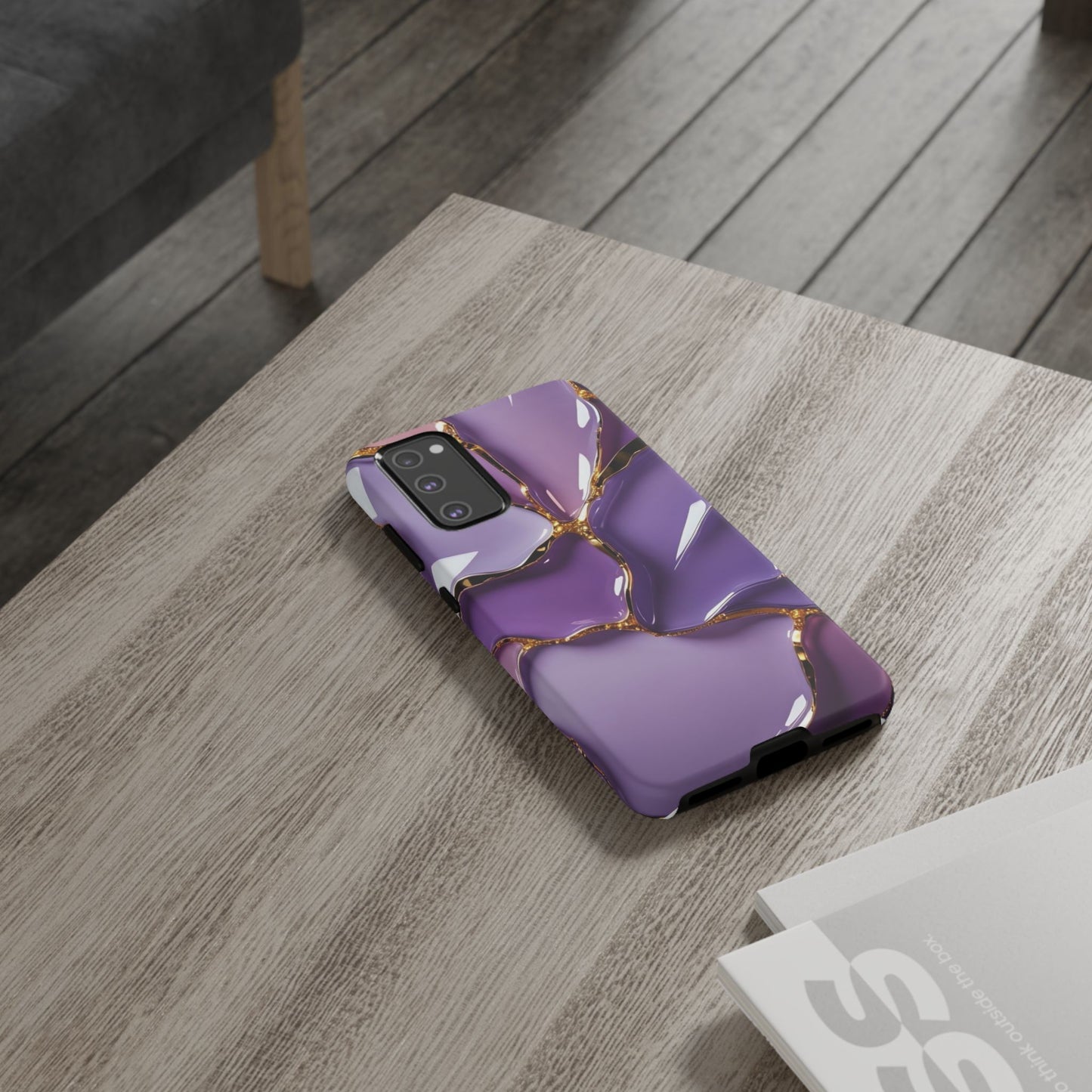 Elegant Phone Case with Purple Marble Design, Tough Phone Cover, Chic Mobile Accessory, Unique Gift for Her, Stylish Phone Protector - Samsung case