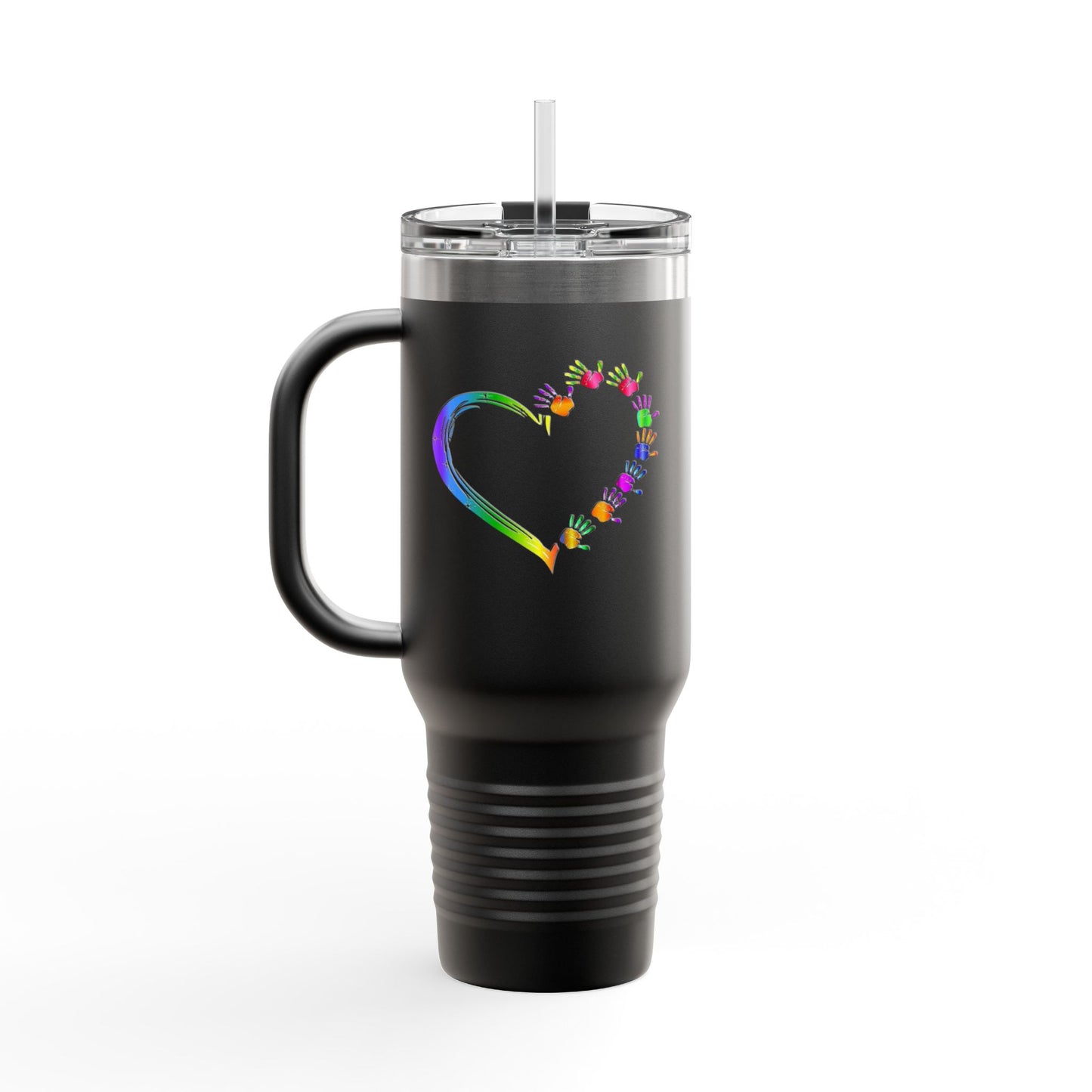 Rainbow Heart Insulated Travel Tumbler 40oz