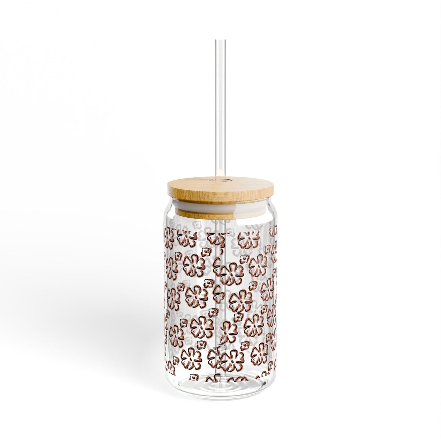 Chic Floral Sipper Glass, 16oz - Perfect for Summer Parties, Home Decor, Gifts, Eco-Friendly Hydration, Tropical Vibes