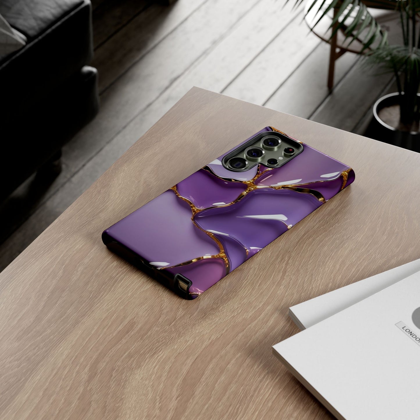 Elegant Phone Case with Purple Marble Design, Tough Phone Cover, Chic Mobile Accessory, Unique Gift for Her, Stylish Phone Protector - Samsung case