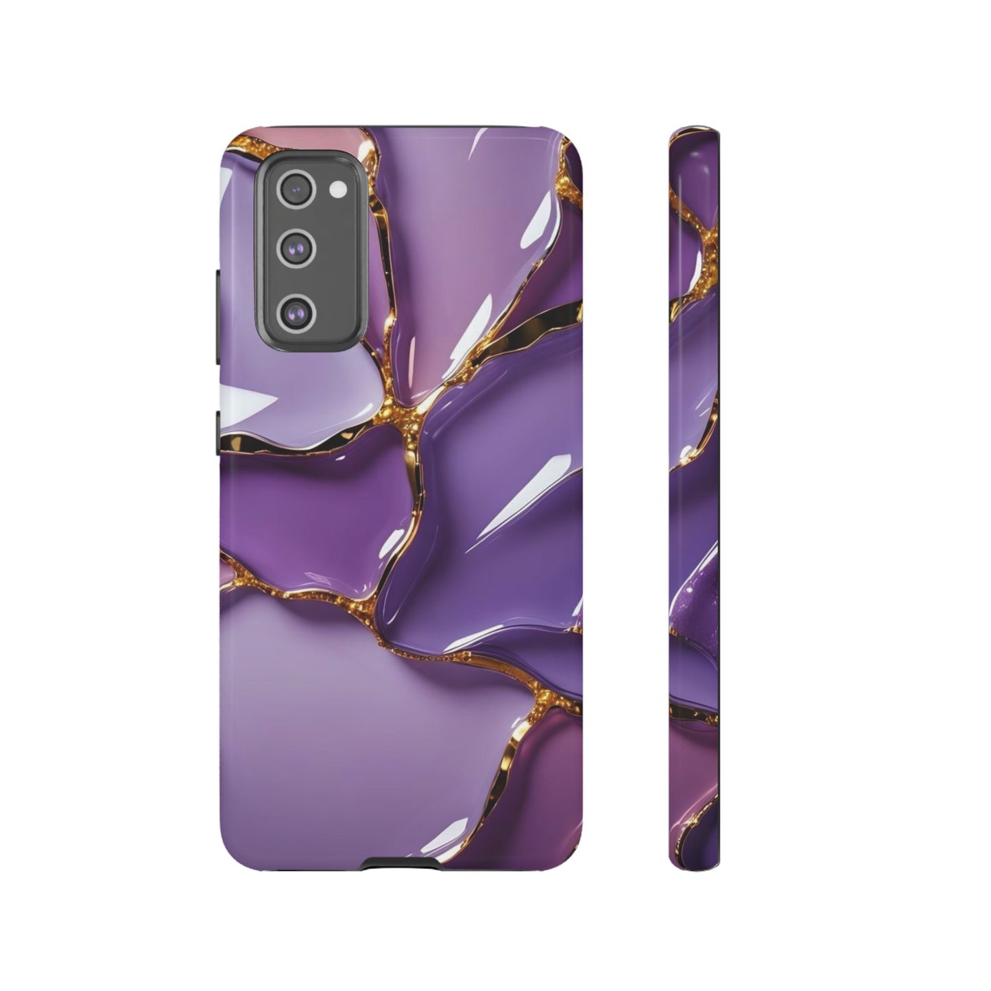 Elegant Phone Case with Purple Marble Design, Tough Phone Cover, Chic Mobile Accessory, Unique Gift for Her, Stylish Phone Protector - Samsung case