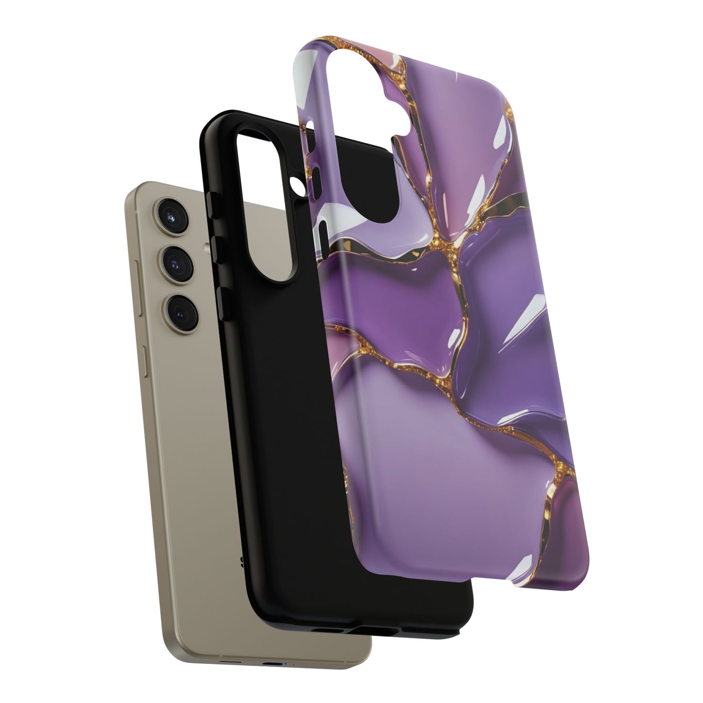 Elegant Phone Case with Purple Marble Design, Tough Phone Cover, Chic Mobile Accessory, Unique Gift for Her, Stylish Phone Protector - Samsung case