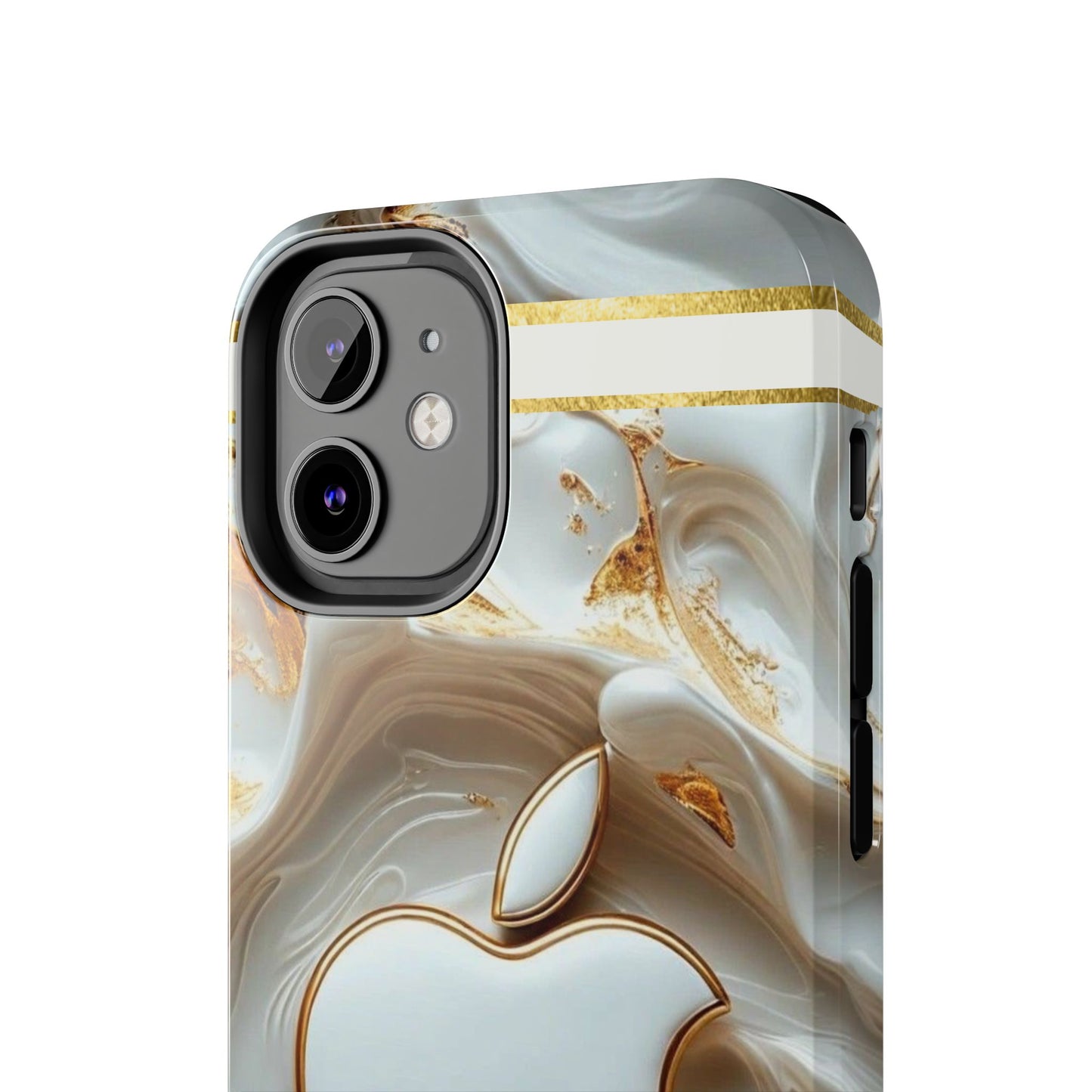 Elegant Gold & White Tough Phone Cases, Stylish Phone Protection, Gift for Apple Lovers, Tech Accessories, Trendy Phone Cover | Iphone Case
