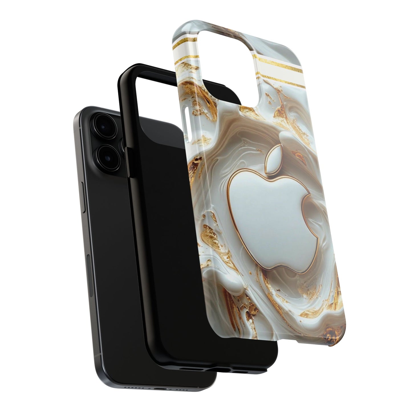 Elegant Gold & White Tough Phone Cases, Stylish Phone Protection, Gift for Apple Lovers, Tech Accessories, Trendy Phone Cover | Iphone Case