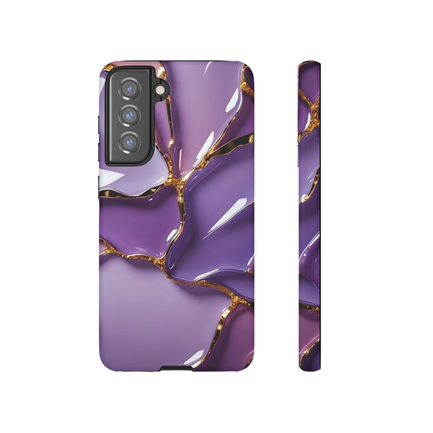 Elegant Phone Case with Purple Marble Design, Tough Phone Cover, Chic Mobile Accessory, Unique Gift for Her, Stylish Phone Protector - Samsung case
