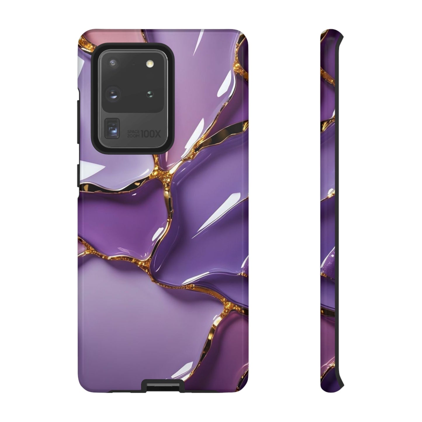 Elegant Phone Case with Purple Marble Design, Tough Phone Cover, Chic Mobile Accessory, Unique Gift for Her, Stylish Phone Protector - Samsung case