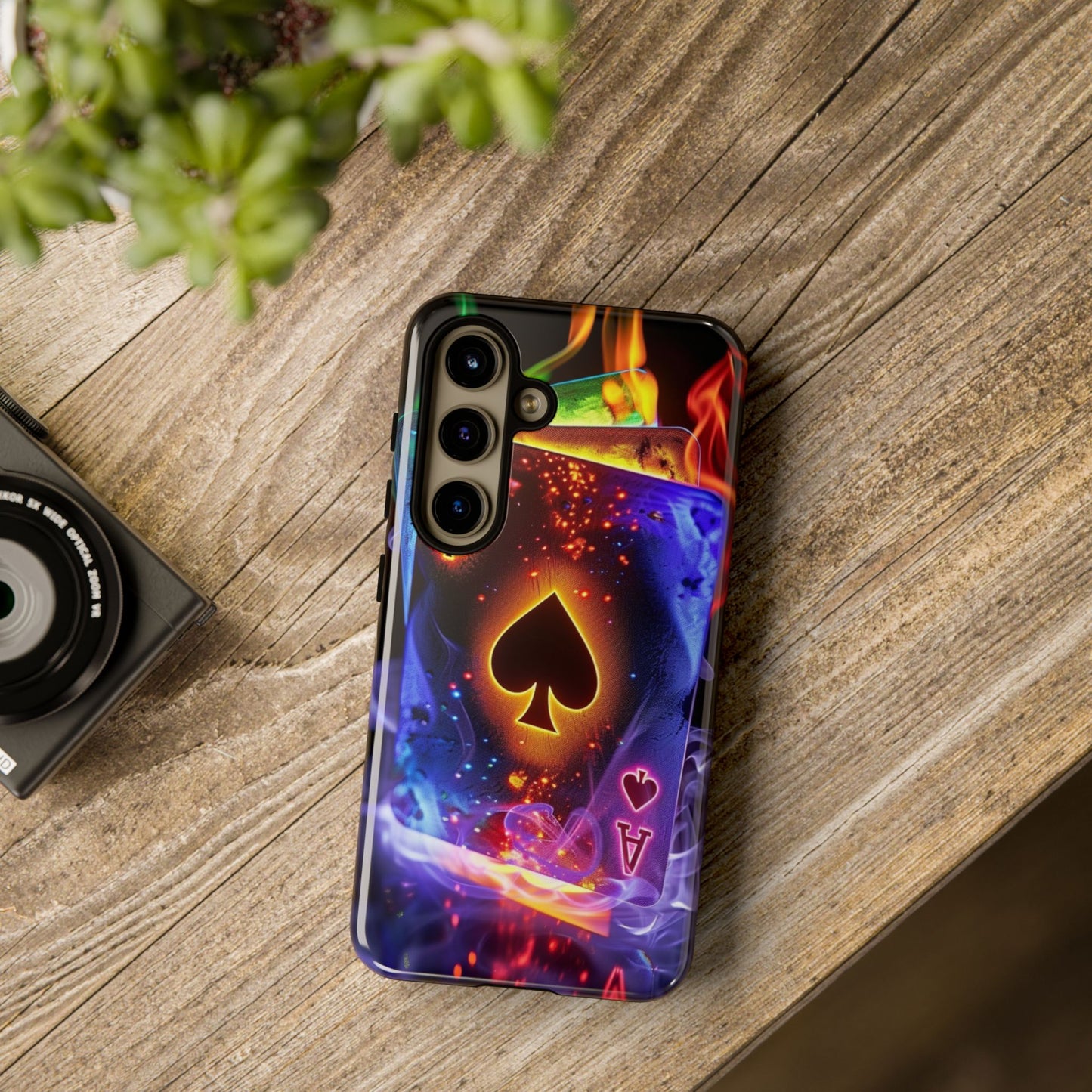 Vibrant Phone Case with Ace of Spades Design, Tough Phone Cover, Colorful Gift for Gamer| Samsung Case