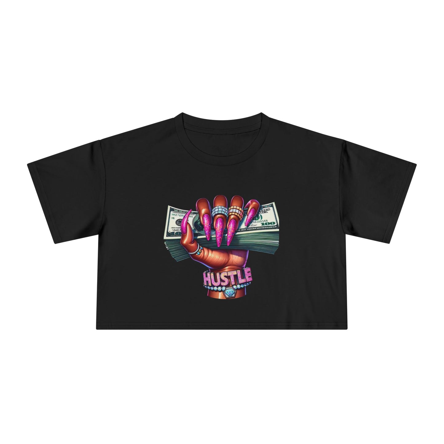 Hustle Graphic Women's Crop Tee, Trendy T-Shirt, Relaxed Top, Empowering Apparel, Summer Fashion, Motivational Wear