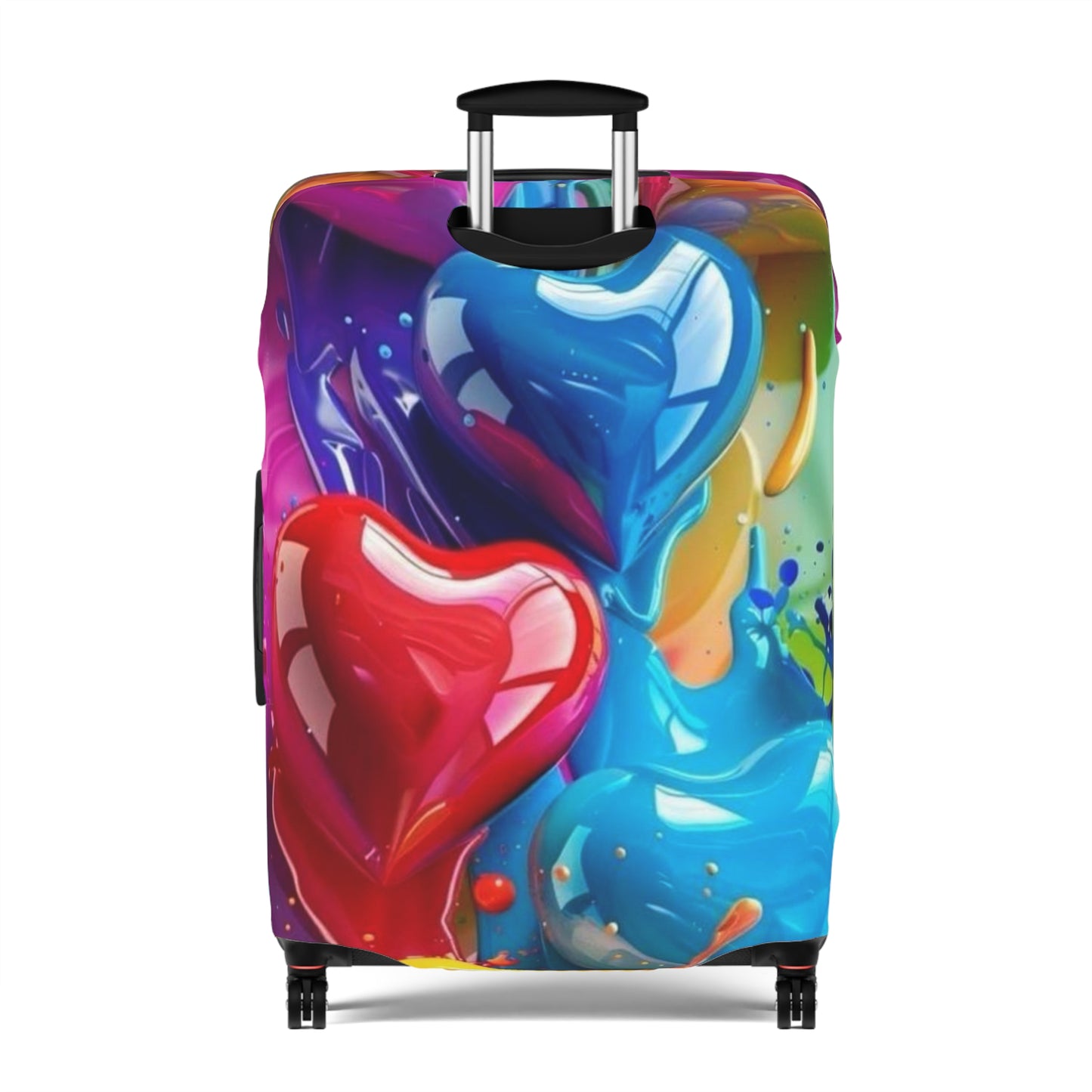 Colorful Heart Luggage Cover - Travel Accessory, Gift for Travelers, Valentine's Day, Fun Travel Gear, Suitcase Protector