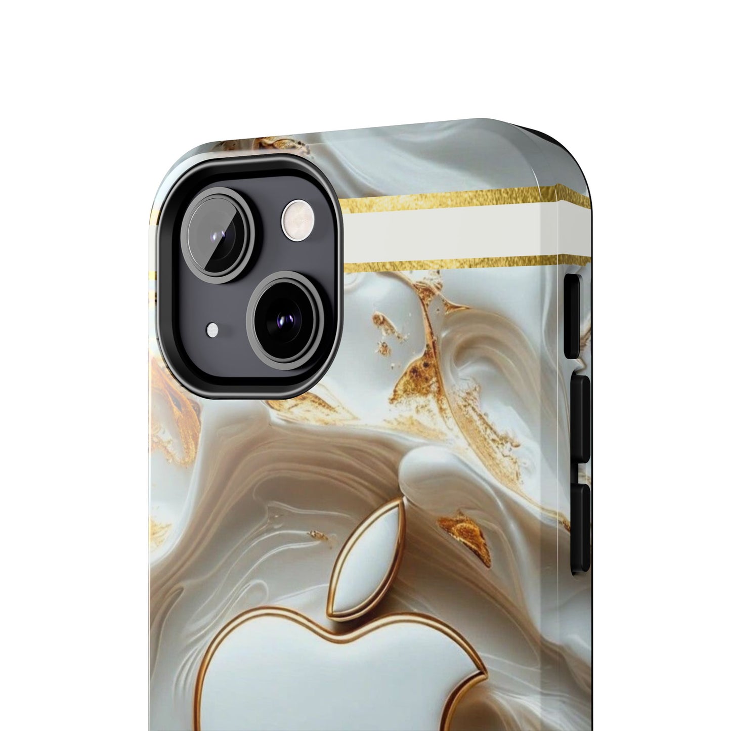 Elegant Gold & White Tough Phone Cases, Stylish Phone Protection, Gift for Apple Lovers, Tech Accessories, Trendy Phone Cover | Iphone Case