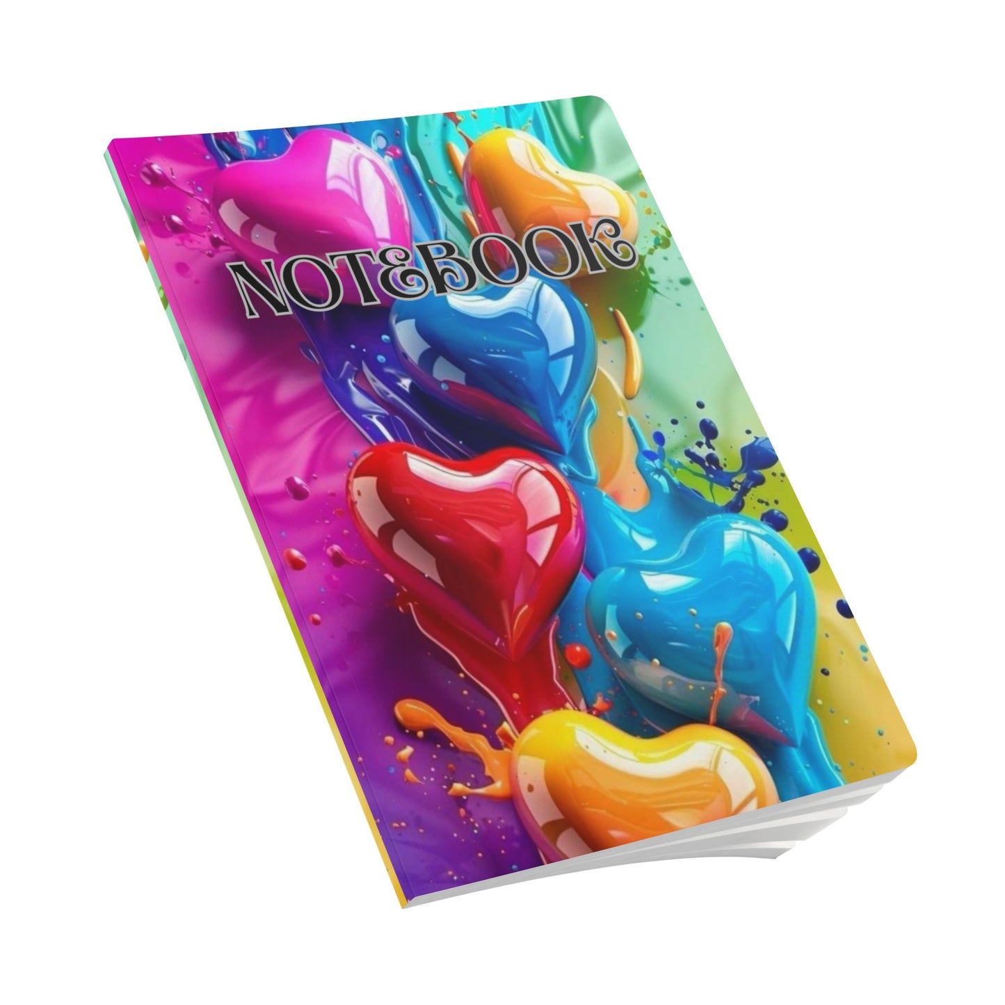 Vibrant Heart-Themed Softcover Journal, Colorful Notebook, Art Journal, Gift for Creatives, Love & Friendship Notes, Creative Writing Diary