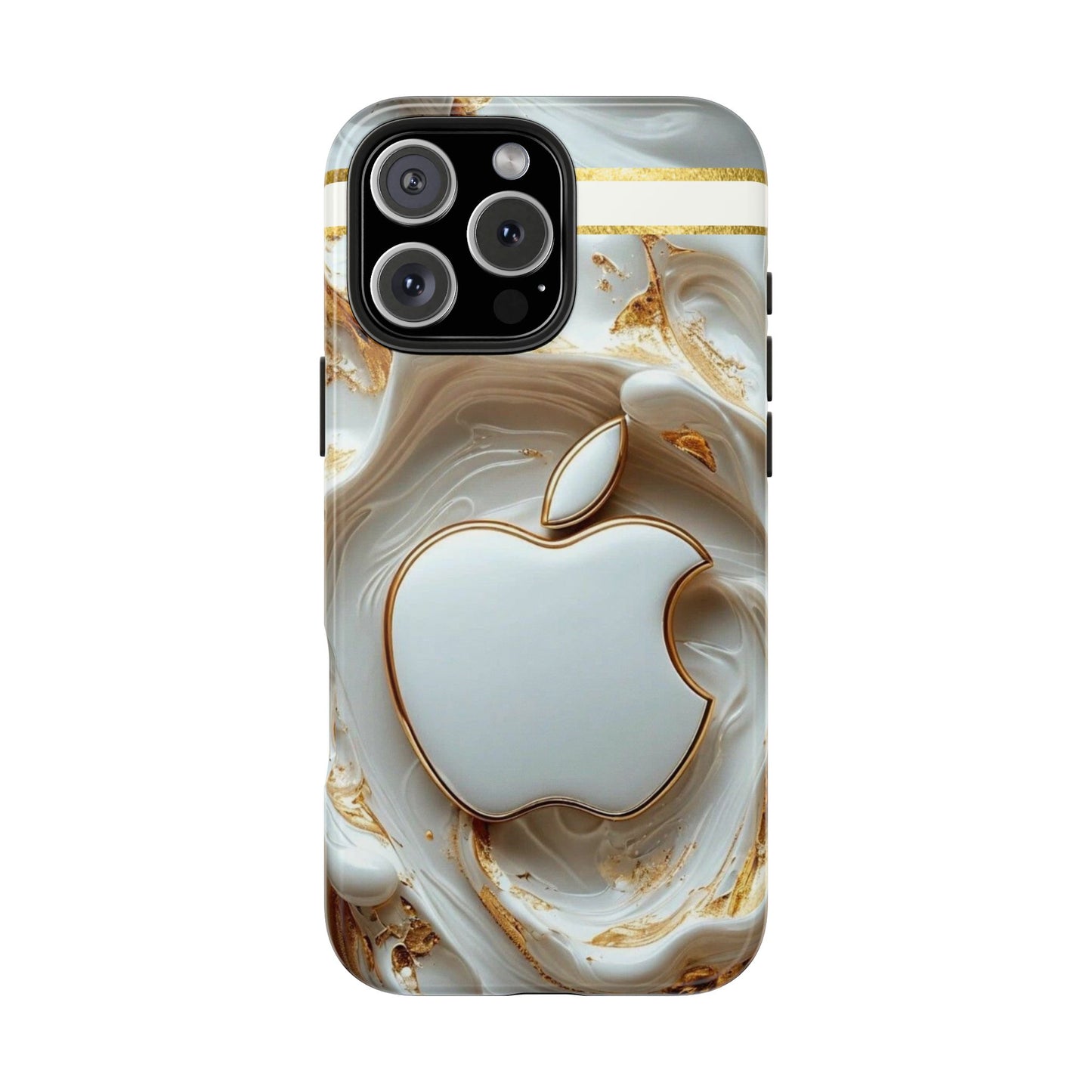 Elegant Gold & White Tough Phone Cases, Stylish Phone Protection, Gift for Apple Lovers, Tech Accessories, Trendy Phone Cover | Iphone Case