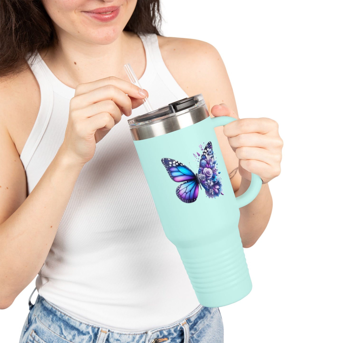 Colorful Butterfly Insulated Travel Tumbler, 40oz