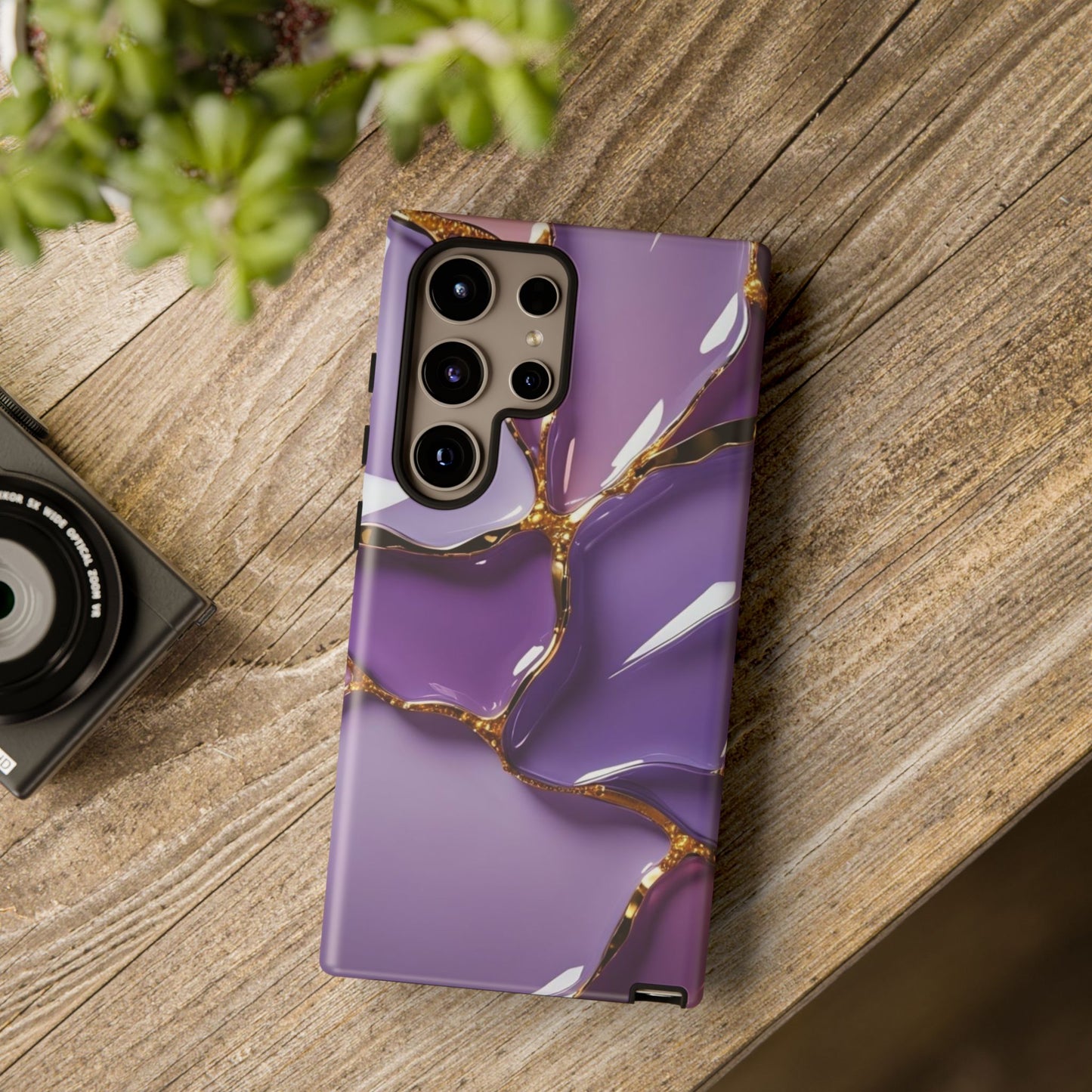 Elegant Phone Case with Purple Marble Design, Tough Phone Cover, Chic Mobile Accessory, Unique Gift for Her, Stylish Phone Protector - Samsung case