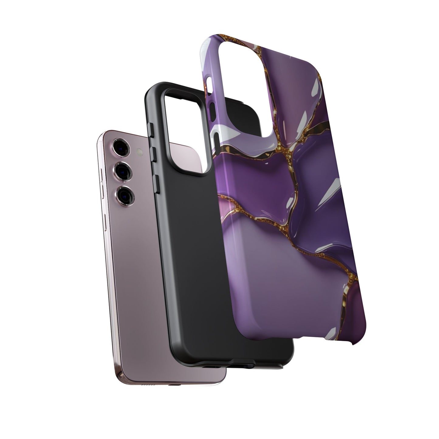 Elegant Phone Case with Purple Marble Design, Tough Phone Cover, Chic Mobile Accessory, Unique Gift for Her, Stylish Phone Protector - Samsung case