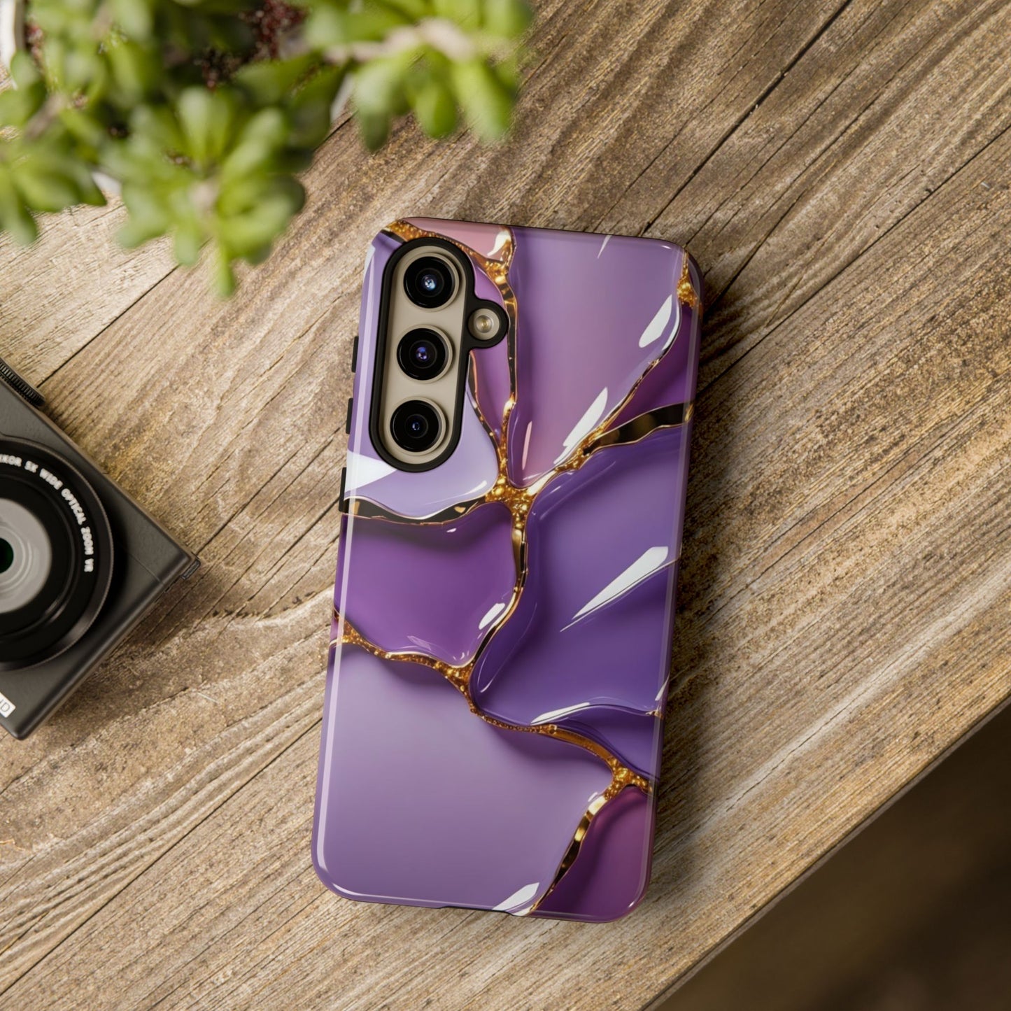 Elegant Phone Case with Purple Marble Design, Tough Phone Cover, Chic Mobile Accessory, Unique Gift for Her, Stylish Phone Protector - Samsung case