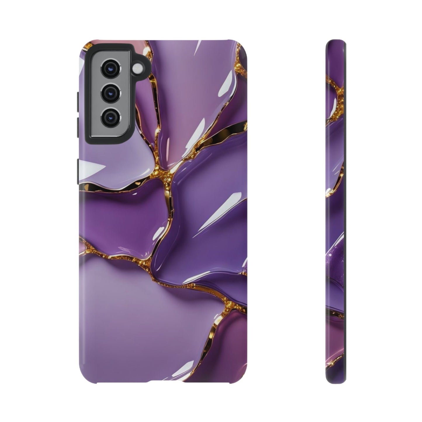 Elegant Phone Case with Purple Marble Design, Tough Phone Cover, Chic Mobile Accessory, Unique Gift for Her, Stylish Phone Protector - Samsung case