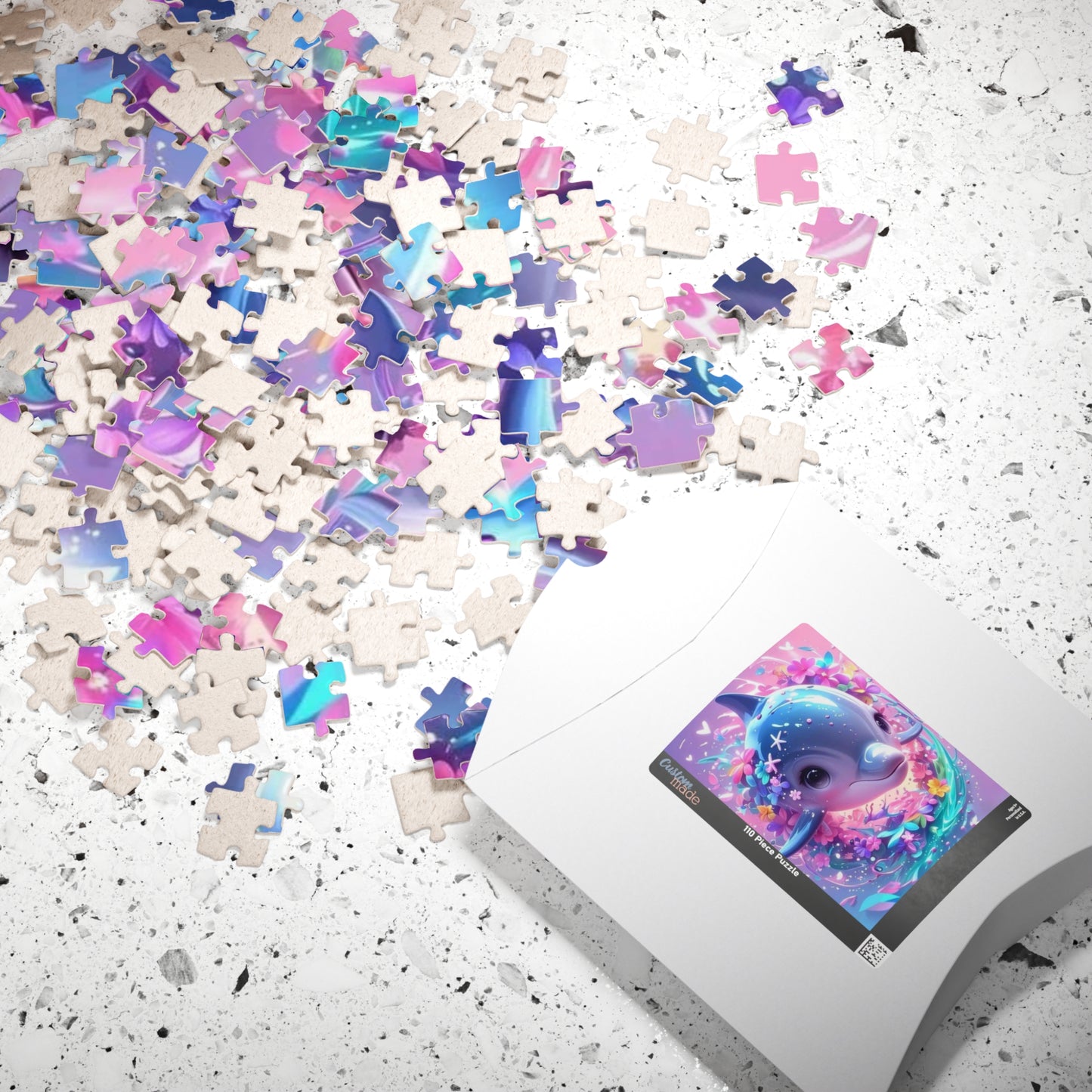 Dolphin Floral Puzzle, Jigsaw Fun, Relaxing Activity, Ideal Gift for Kids and Adults, Perfect for Family Time and Gatherings