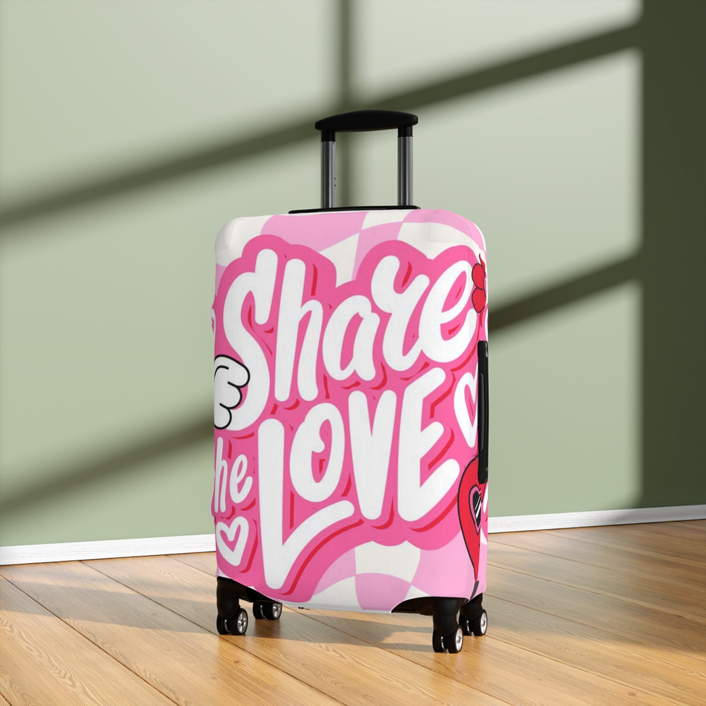 Colorful Luggage Cover - Share the Love, Travel Accessory, Suitcase Protector, Gift for Travelers, Fun Travel Gear | Suitcase