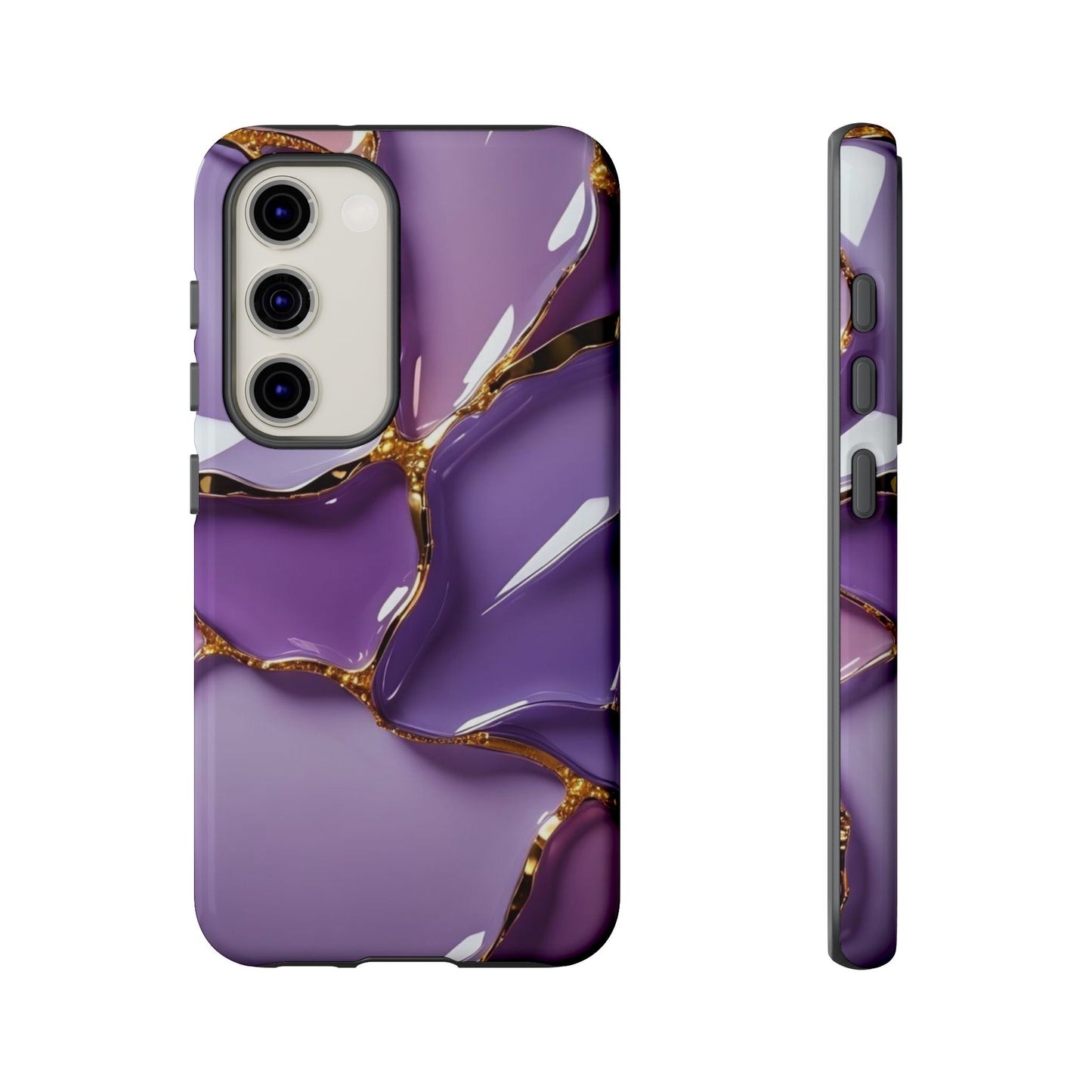 Elegant Phone Case with Purple Marble Design, Tough Phone Cover, Chic Mobile Accessory, Unique Gift for Her, Stylish Phone Protector - Samsung case