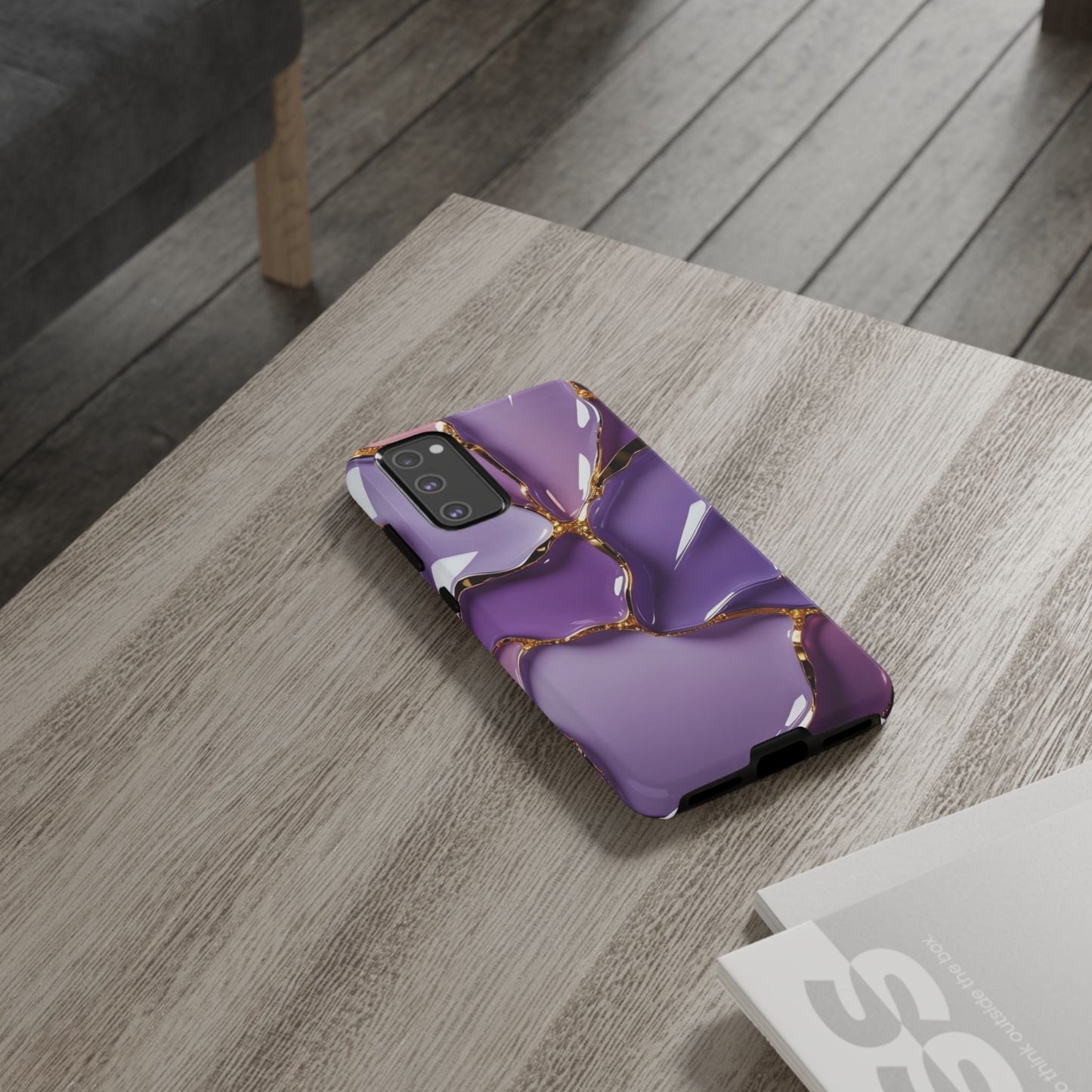 Elegant Phone Case with Purple Marble Design, Tough Phone Cover, Chic Mobile Accessory, Unique Gift for Her, Stylish Phone Protector - Samsung case