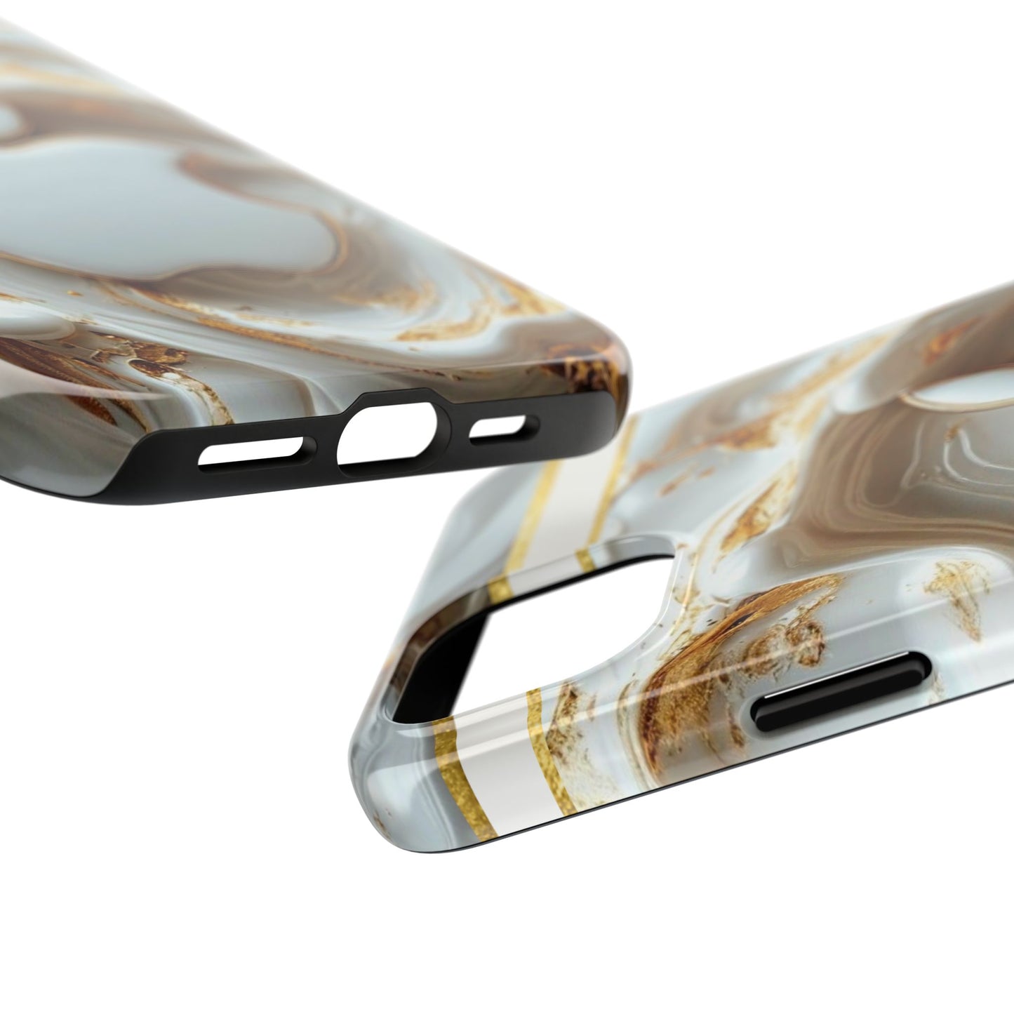 Elegant Gold & White Tough Phone Cases, Stylish Phone Protection, Gift for Apple Lovers, Tech Accessories, Trendy Phone Cover | Iphone Case