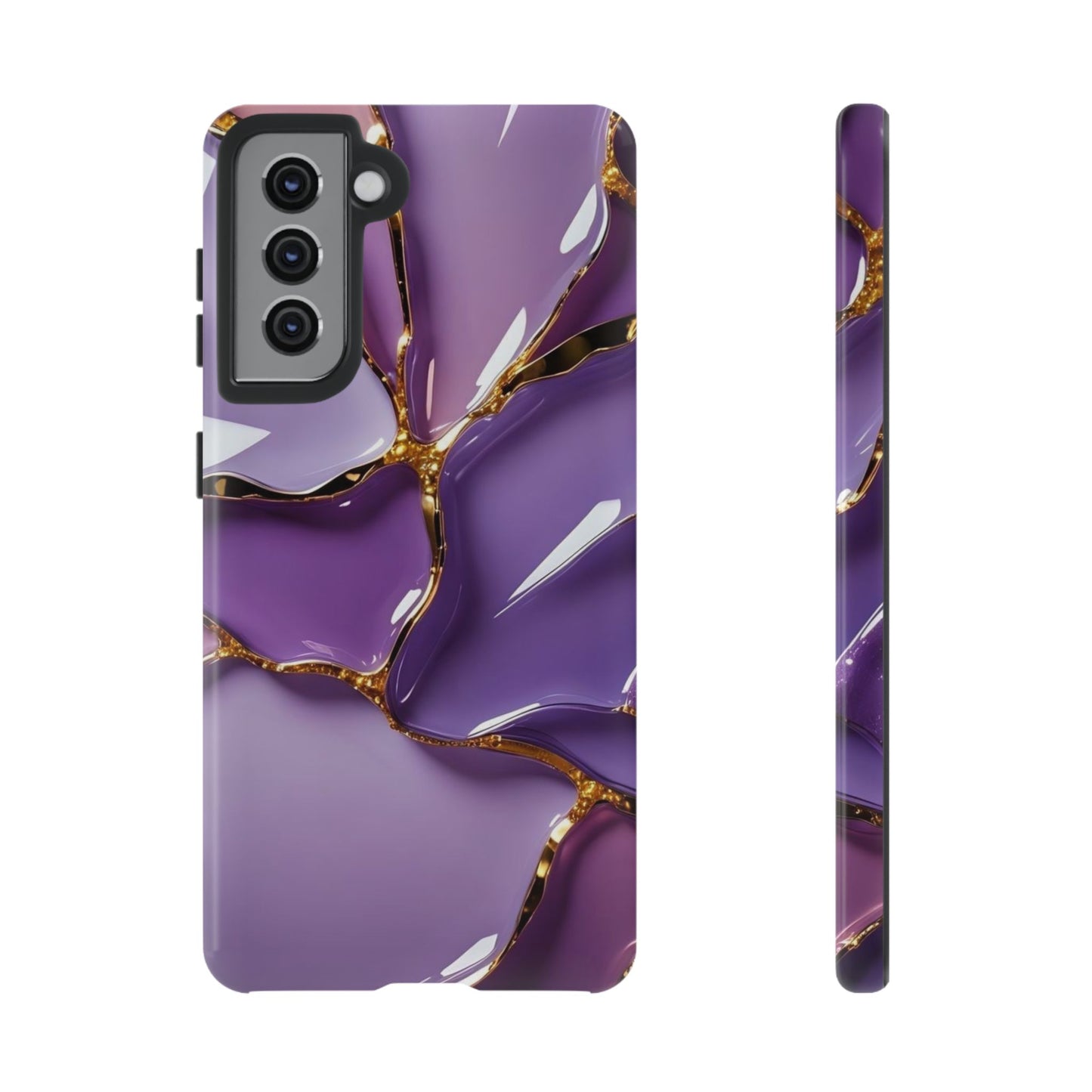 Elegant Phone Case with Purple Marble Design, Tough Phone Cover, Chic Mobile Accessory, Unique Gift for Her, Stylish Phone Protector - Samsung case