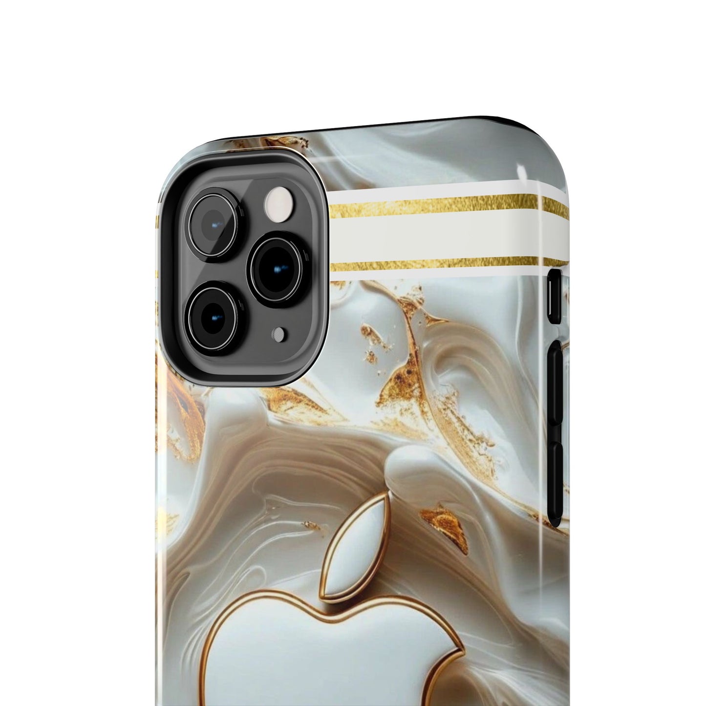 Elegant Gold & White Tough Phone Cases, Stylish Phone Protection, Gift for Apple Lovers, Tech Accessories, Trendy Phone Cover | Iphone Case