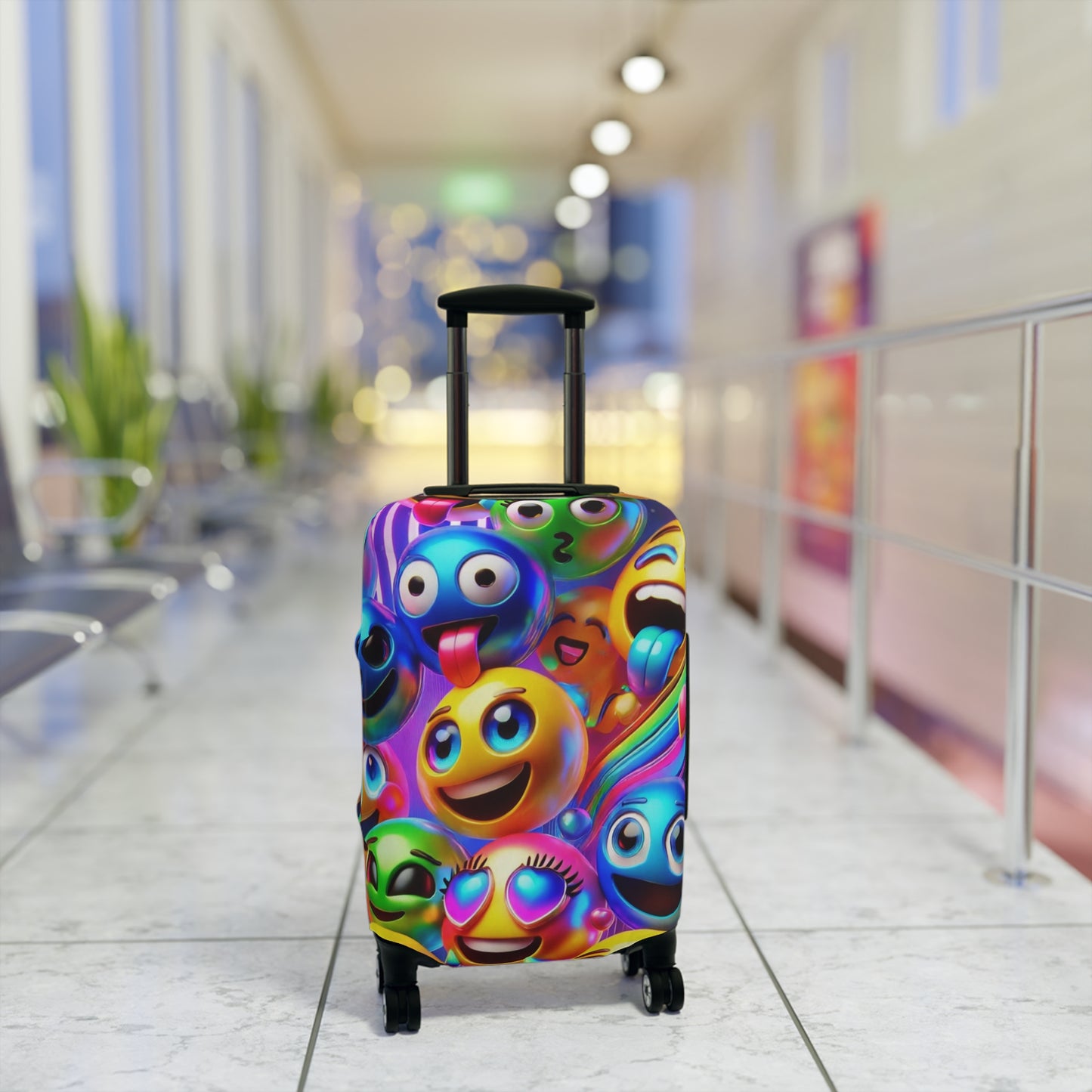 Vibrant Emoji Luggage Cover, Fun Travel Accessory, Personalized Luggage Protector, Gifts for Travelers, Colorful Suitcase Cover